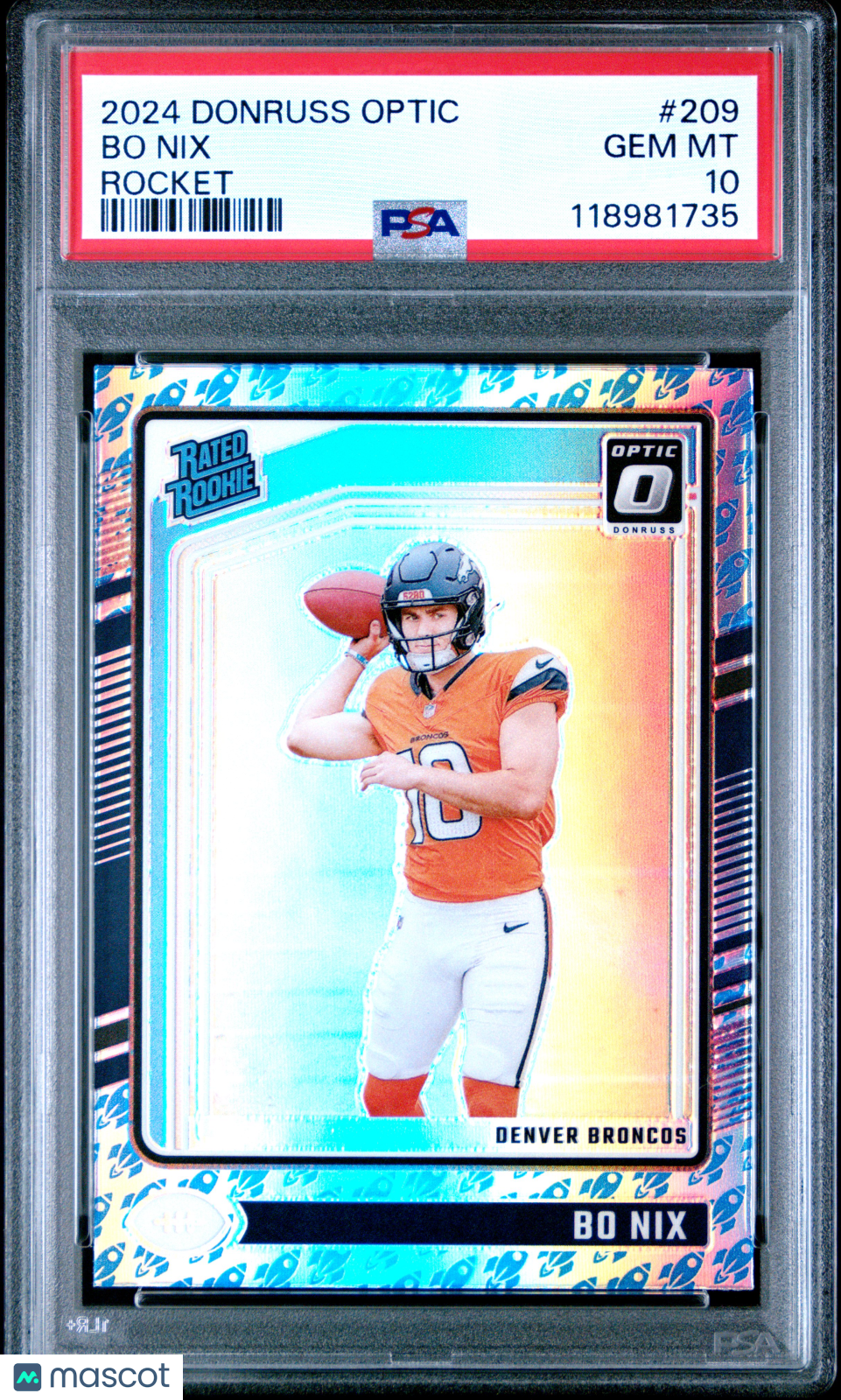2024 Panini Donruss Optic Bo Nix #209 Rocket PSA 10 Rated Rookie