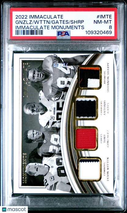 2022 Panini Immaculate Antonio Gates Shannon Sharpe Tony Gonzalez Jason Witten