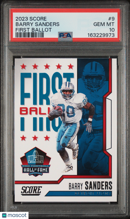 2023 Panini Score First Ballot Barry Sanders #9 PSA 10