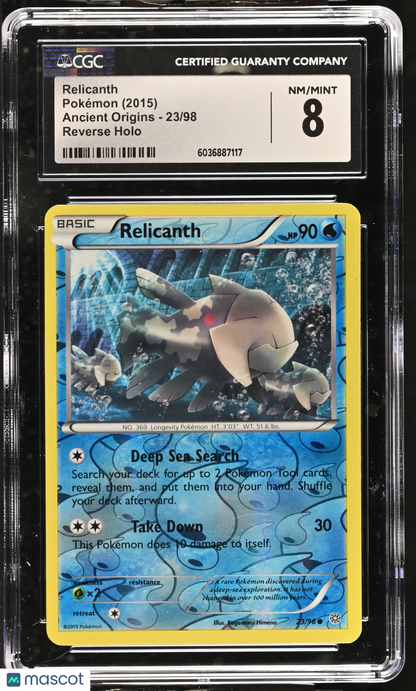 2015 Pokemon Ancient Origins Relicanth Reverse Holo 23/98 CGC 8 #23/98