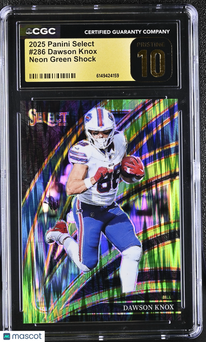 2025 Panini Select Dawson Knox #286 Neon Green Shock CGC 10