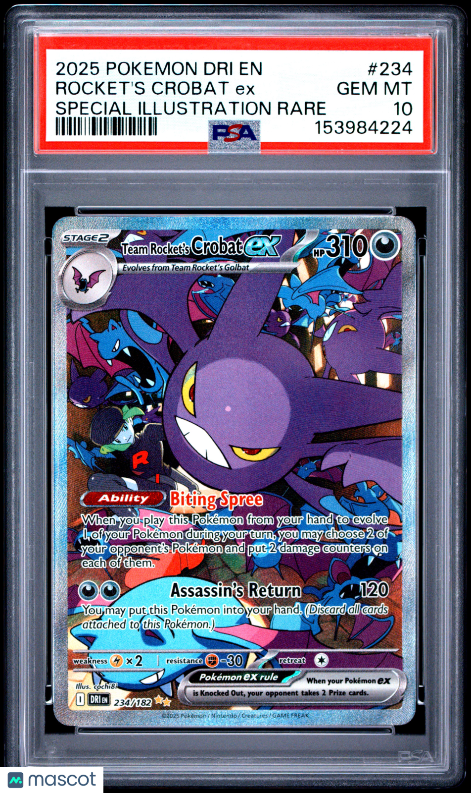 Team Rocket's Crobat ex 234/182 Sv10: Destined Rivals Holo
