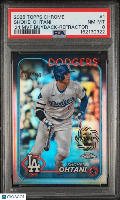 2025 Topps Chrome 2024 Chrome MVP Buybacks Shohei Ohtani #1 '24 Refractor /199