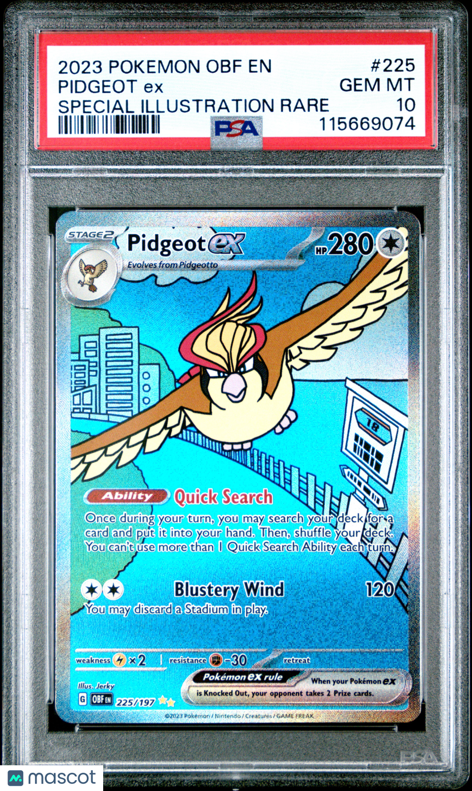 2023 Pokemon Obf EN-Obsidian Flames Pidgeot EX Illustration Rare PSA 10 #225