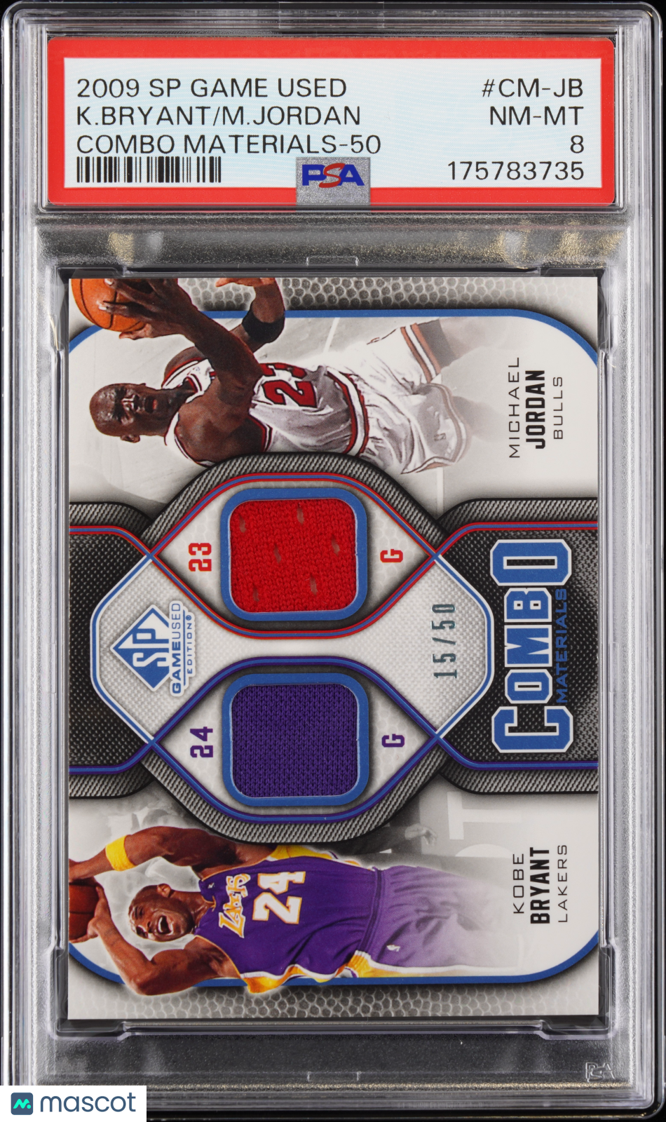 2009 SP Game Used Combo Materials K. Bryant M. Jordan #CM-JB /50 Game Worn