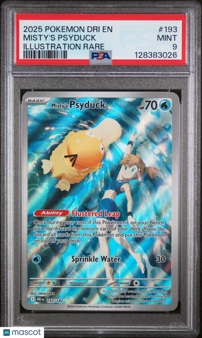 2025 Pokemon Dri EN-Destined Rivals Misty's Psyduck Illustration Rare PSA 9 #193
