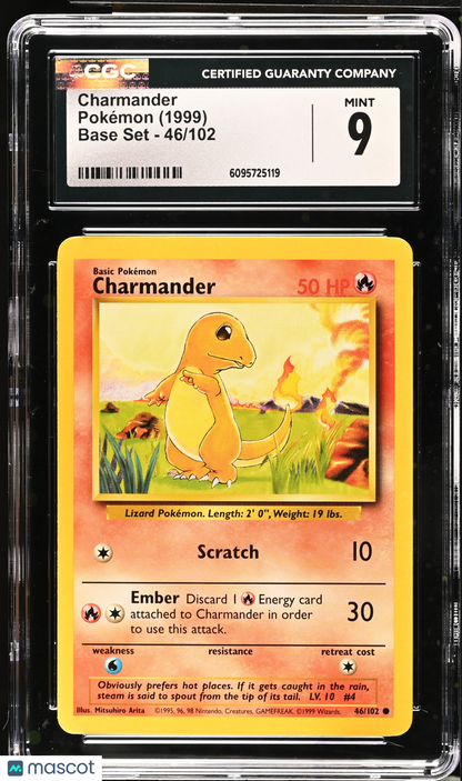 1999 Pokemon Base Set Charmander 46/102 CGC 9 #46/102
