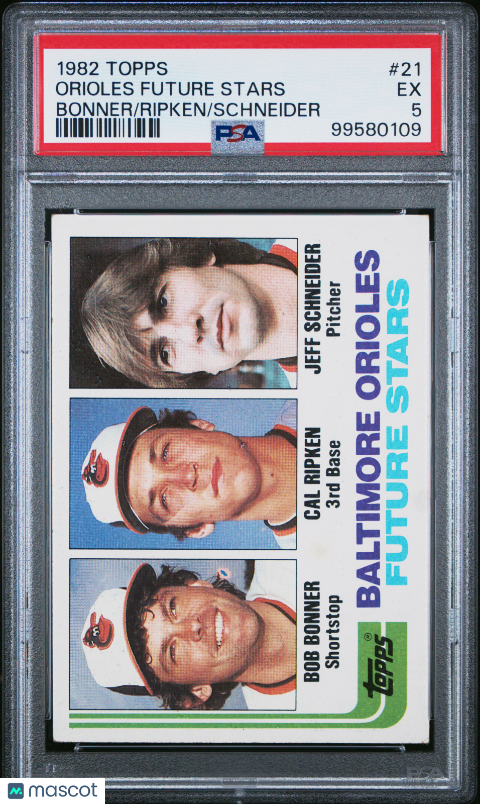 1982 Topps Orioles Future Stars #21 Bonner Ripken Schneider PSA 5