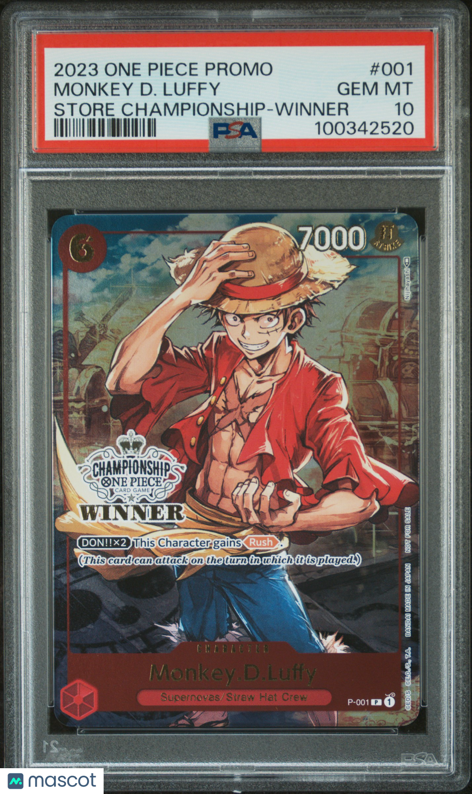 2023 One Piece Promos Monkey D. Luffy Store Championship-Winner PSA 10 #001