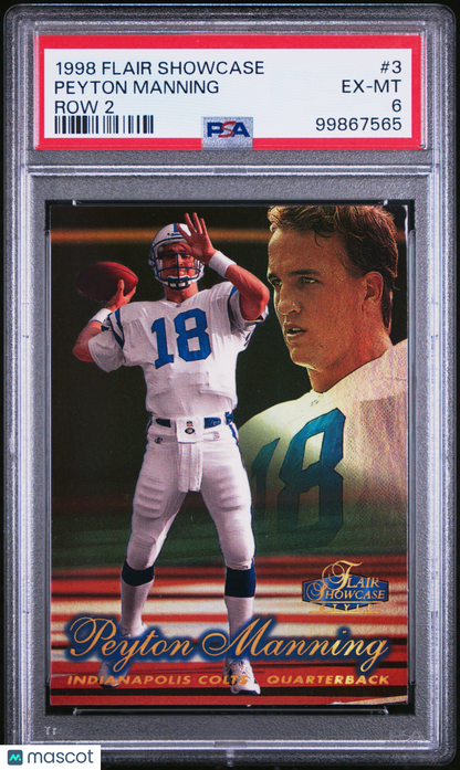 1998 Flair Showcase Peyton Manning #3 Row 2 PSA 6