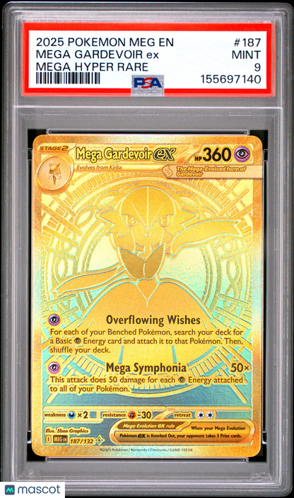 2025 Pokemon Meg EN-Mega Evolution Mega Gardevoir EX Mega Hyper Rare PSA 9 #187
