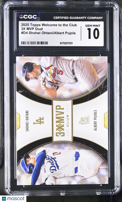 2025 Topps Welcome To The Club Shohei Ohtani Albert Pujols D4 3X MVP Dual CGC 10