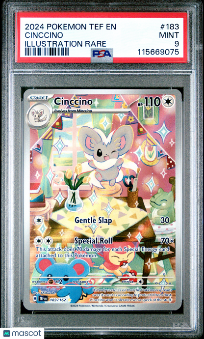 2024 Pokemon Tef EN-Temporal Forces Cinccino Illustration Rare PSA 9 #183