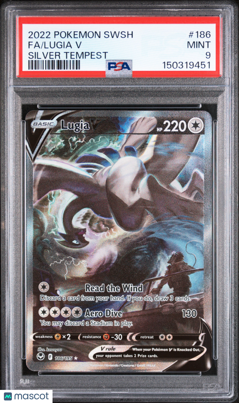 2022 Pokemon Sword & Shield Silver Tempest Lugia V Silver Tempest Fa PSA 9 #186
