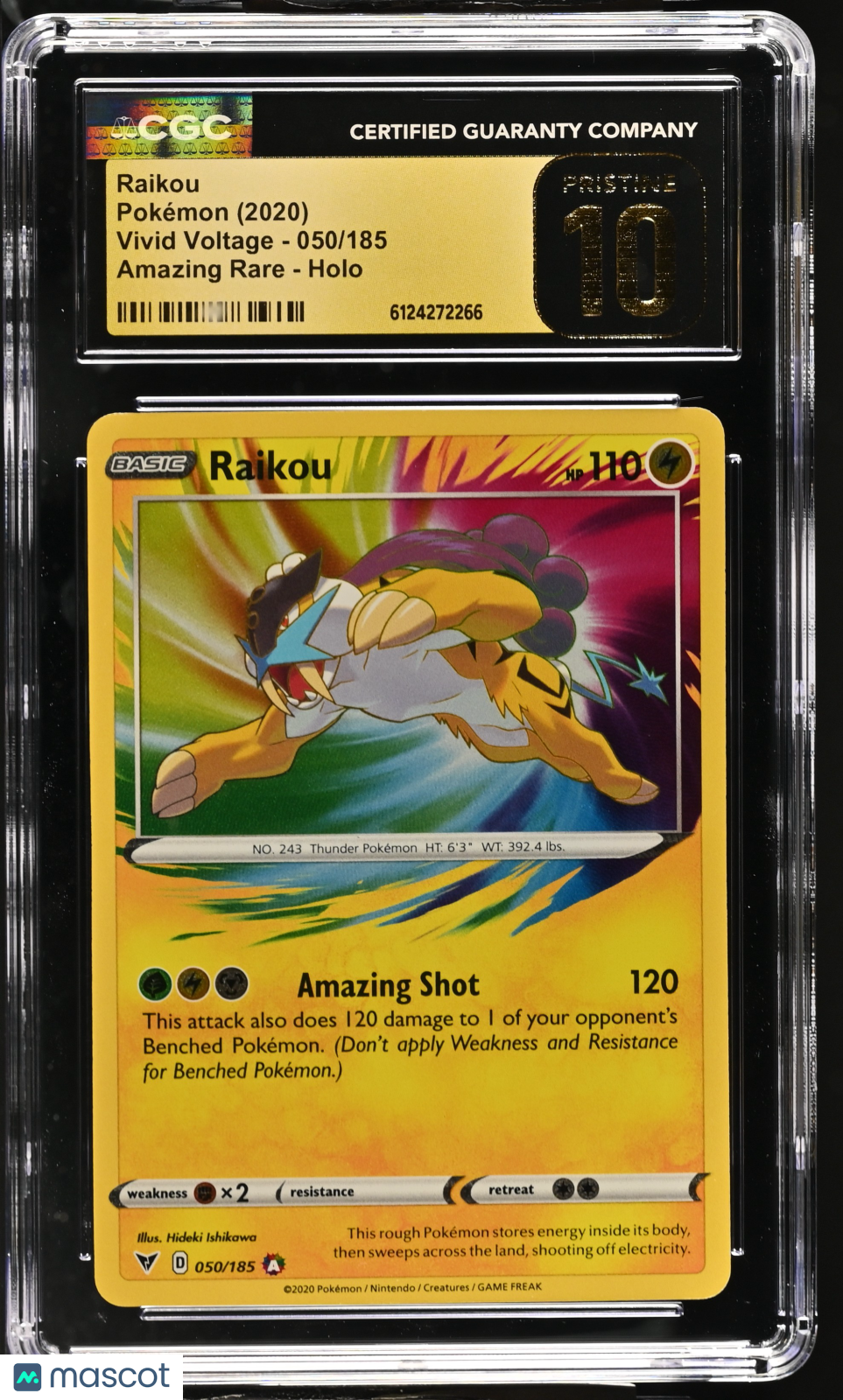 2020 Pokemon Vivid Voltage Raikou Holo Amazing Rare Amazing Rare CGC 10 #050/185