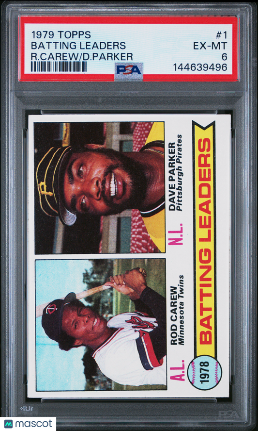 1979 Topps Batting Leaders Rod Carew & Dave Parker PSA 6