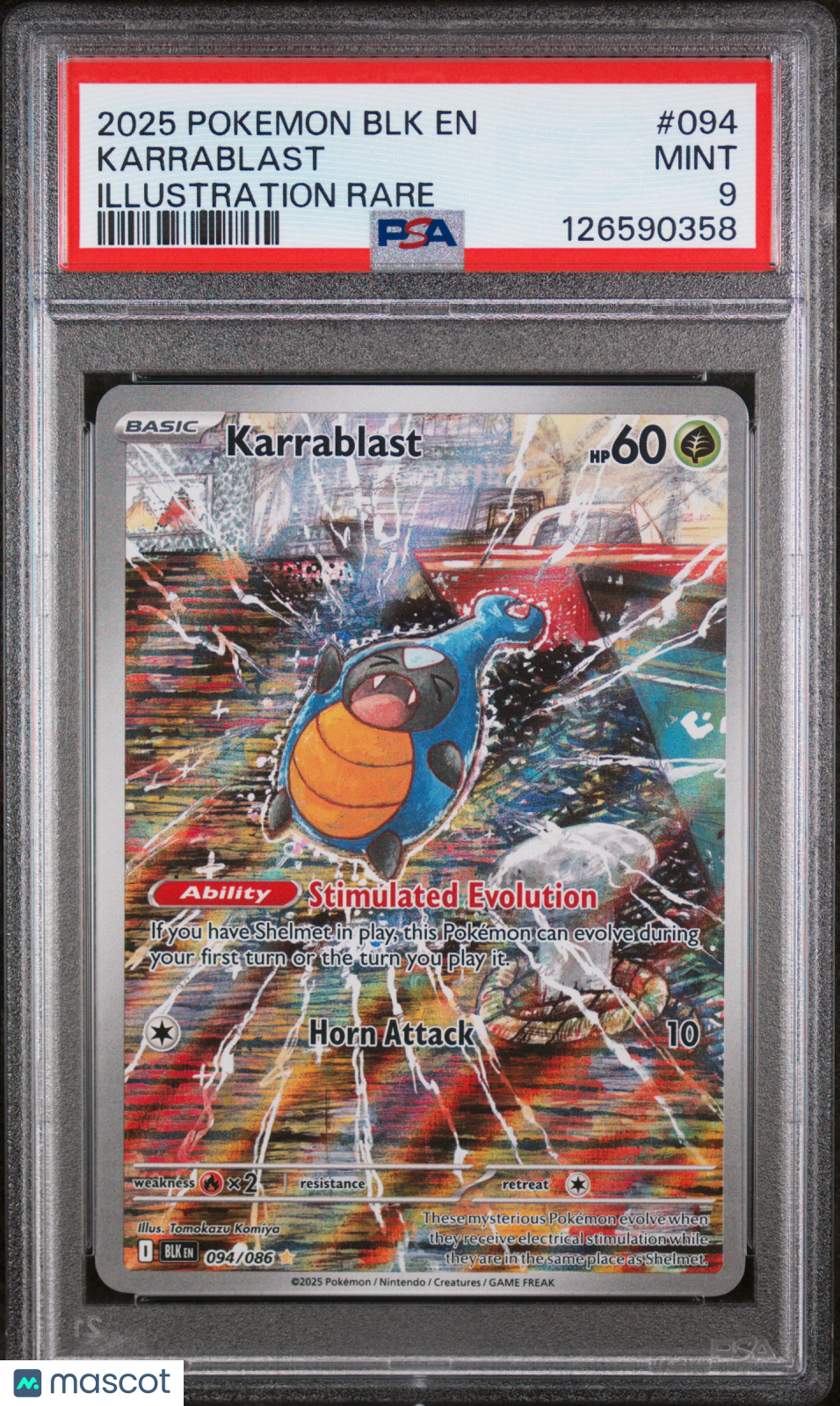 2025 Pokemon BLK EN-Black Bolt Karrablast Illustration Rare PSA 9 #094