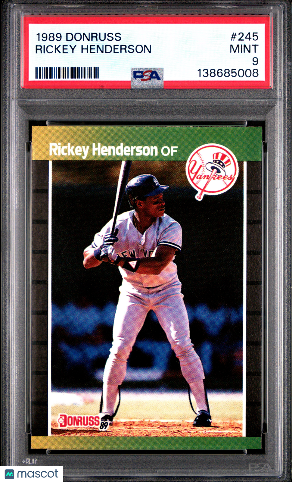 1989 Donruss Rickey Henderson #245 PSA 9