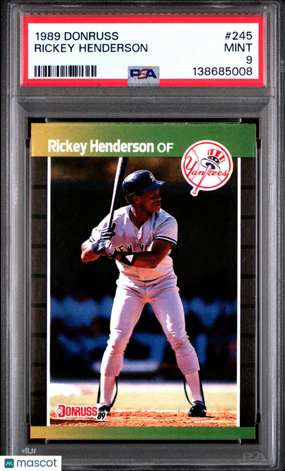1989 Donruss Rickey Henderson #245 PSA 9