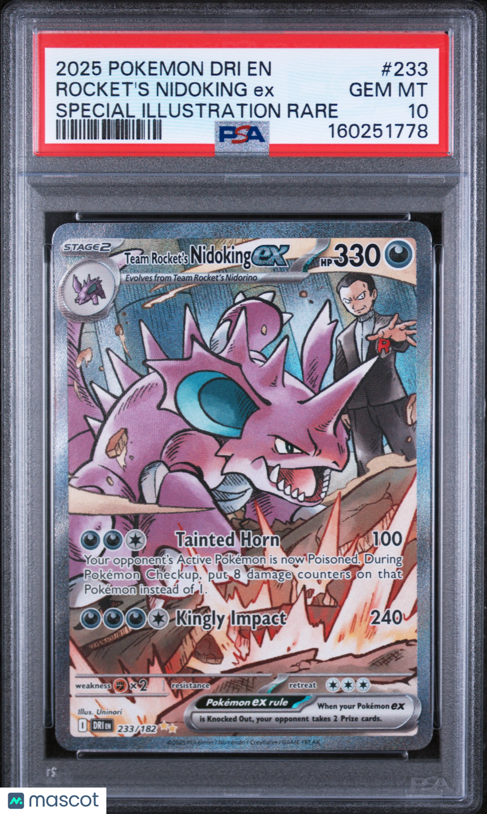 2025 Pokemon Destined Rivals Rocket's Nidoking EX Illustration Rare PSA 10 #233