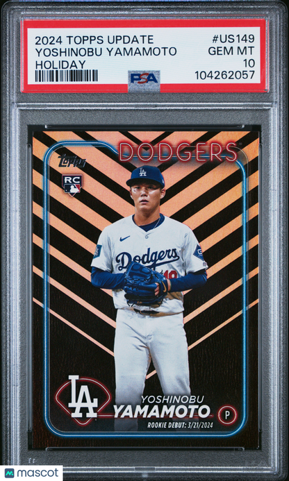2024 Topps Update Yoshinobu Yamamoto #US149 Holiday PSA 10