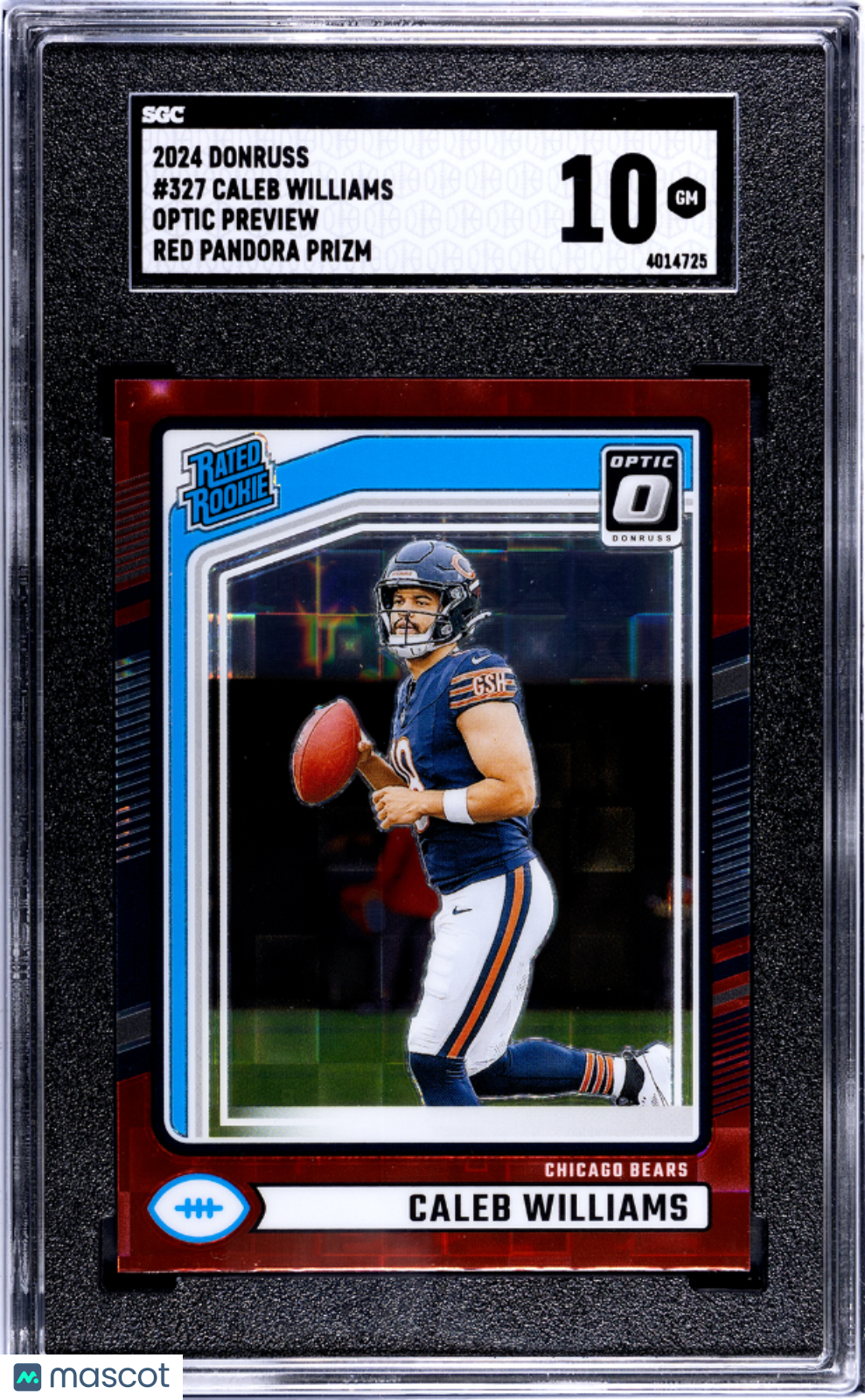 2024 Donruss Caleb Williams #327 Optic Preview Red Pandora Prizm SGC 10