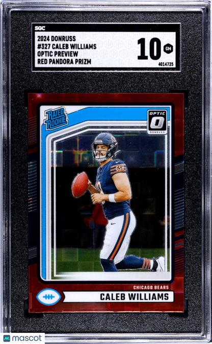 2024 Donruss Caleb Williams #327 Optic Preview Red Pandora Prizm SGC 10
