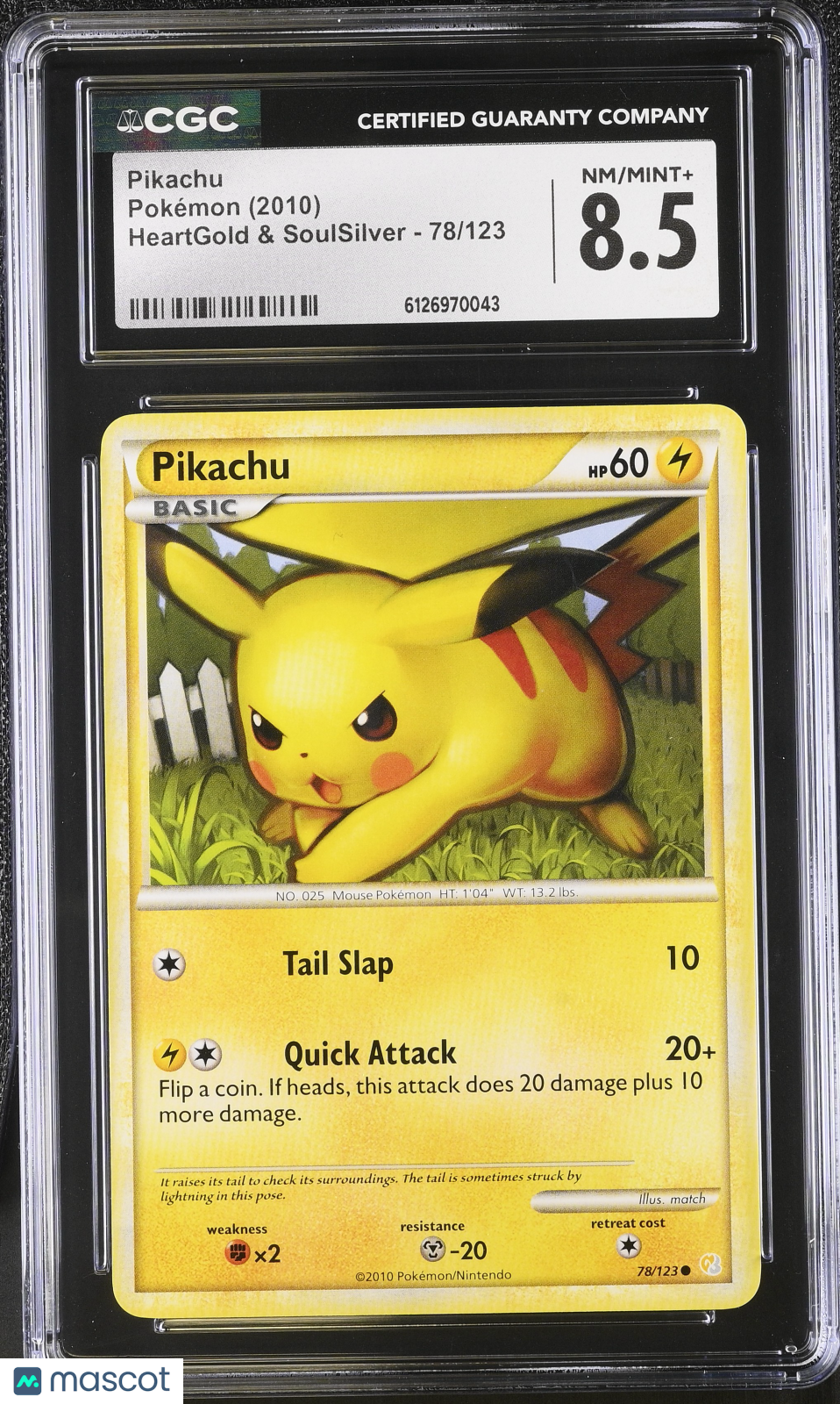 2010 Pokemon Heartgold & Soulsilver Pikachu 78/123 CGC 8.5 #78/123