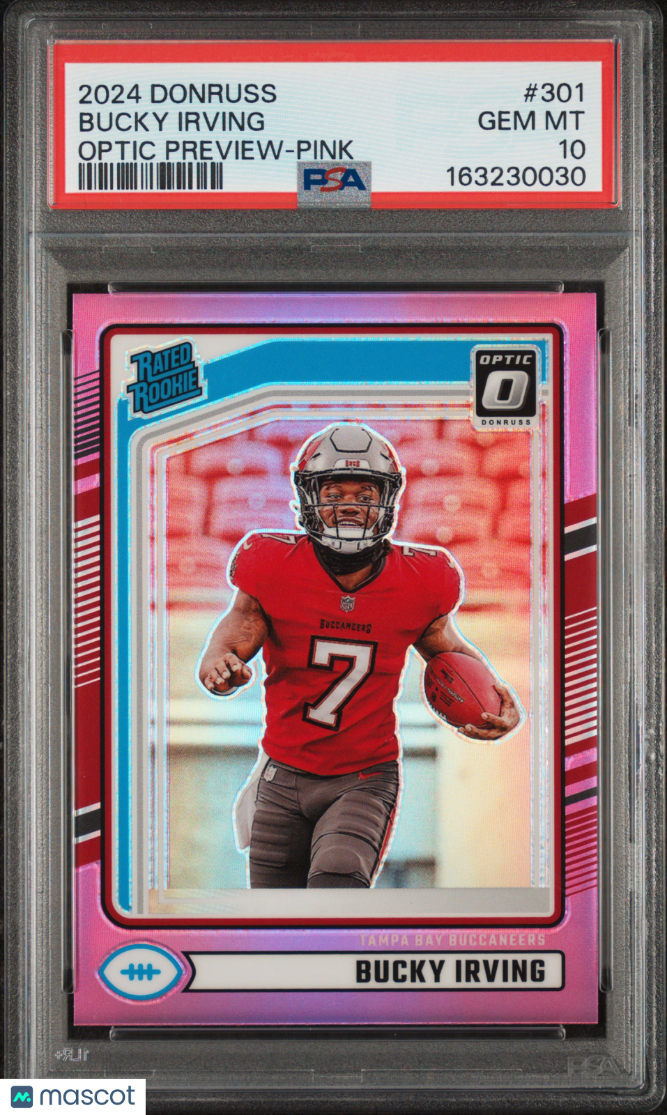 2024 Panini Donruss Bucky Irving #301 Optic Preview Pink PSA 10