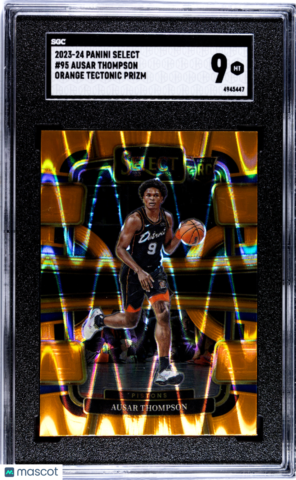 2023 Panini Select Ausar Thompson #95 Orange Tectonic Prizm SGC 9