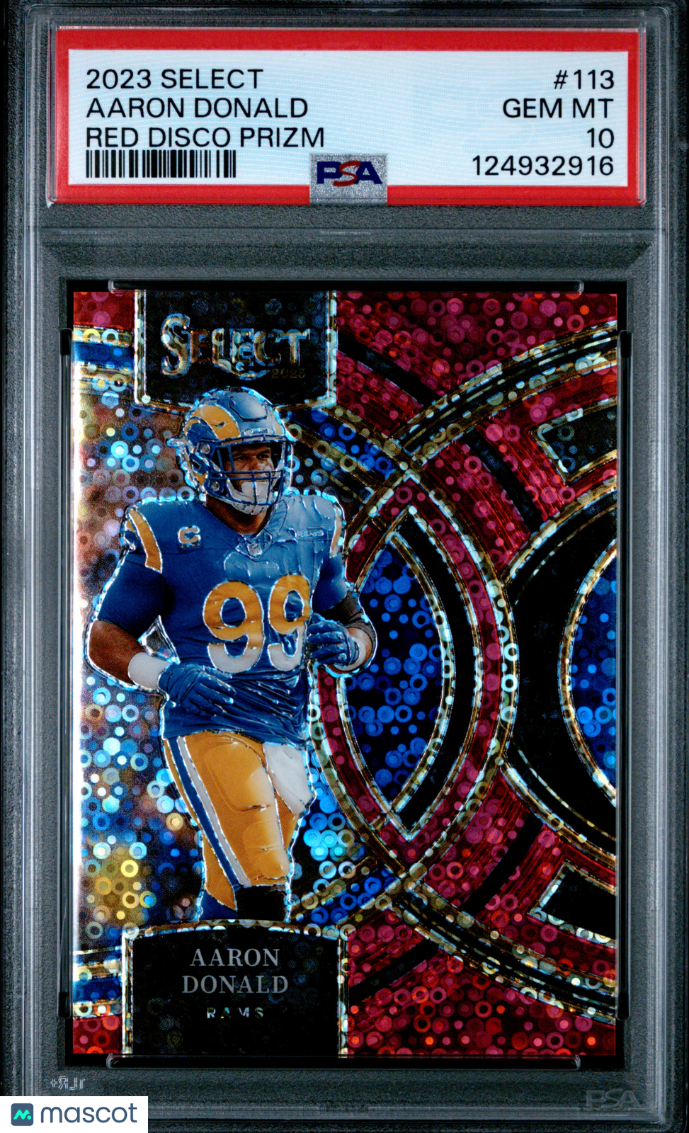 2023 Panini Select Aaron Donald #113 Red Disco Prizm PSA 10