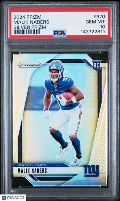 2024 Panini Prizm Malik Nabers #370 Silver PSA 10