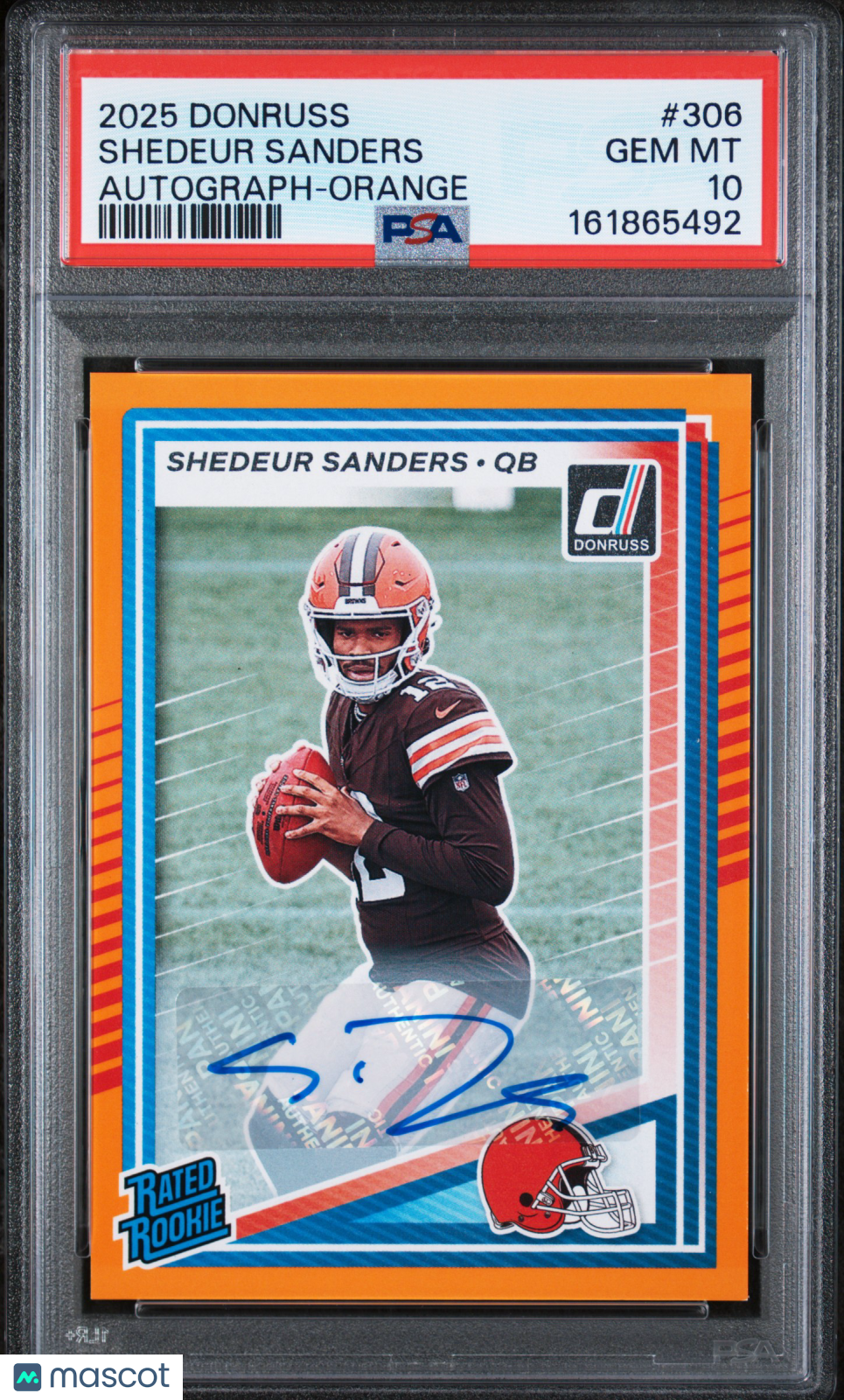 2025 Panini Donruss Shedeur Sanders #306 Autograph Orange PSA 10