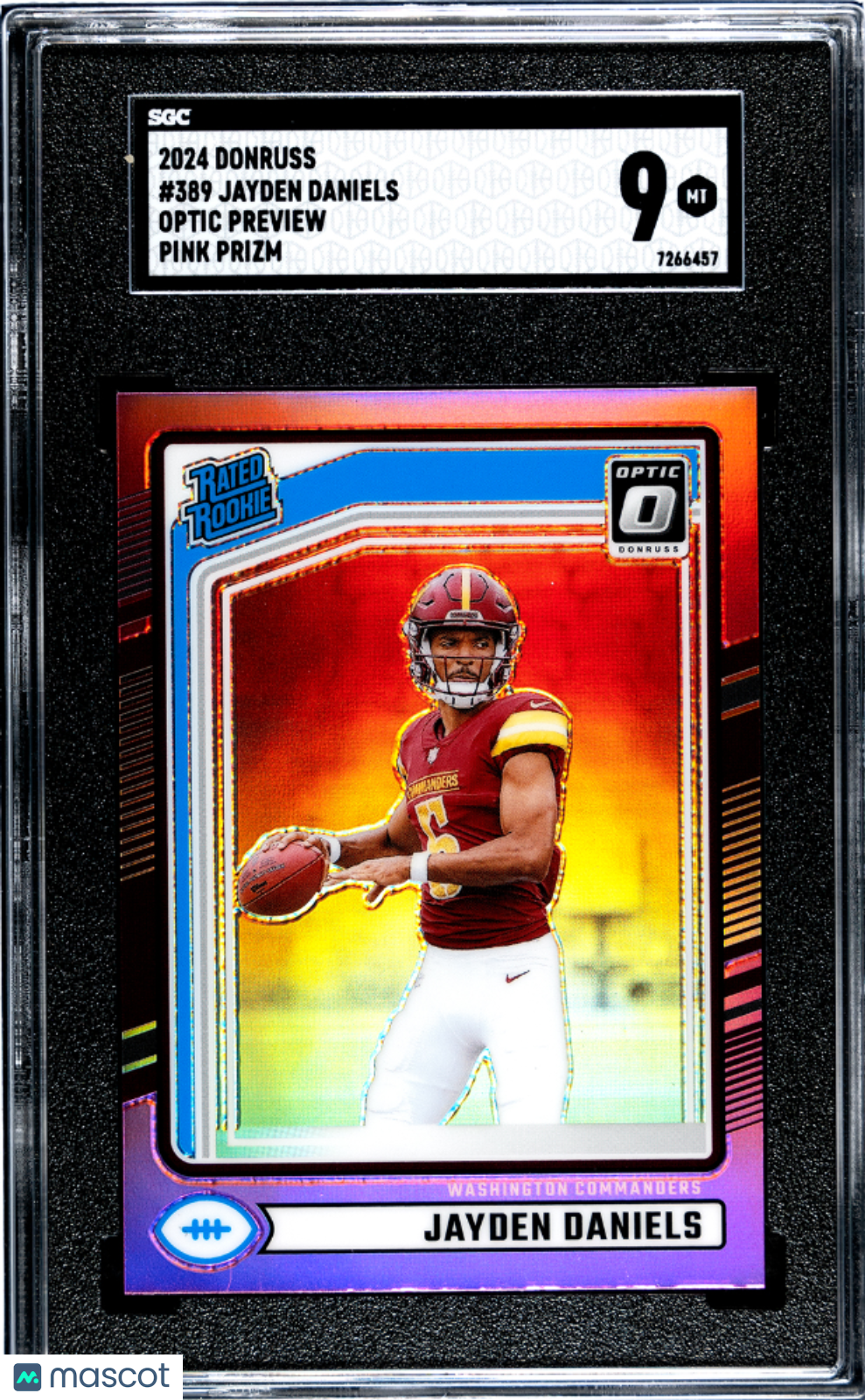 2024 Donruss Jayden Daniels #389 Optic Preview Pink Prizm SGC 9