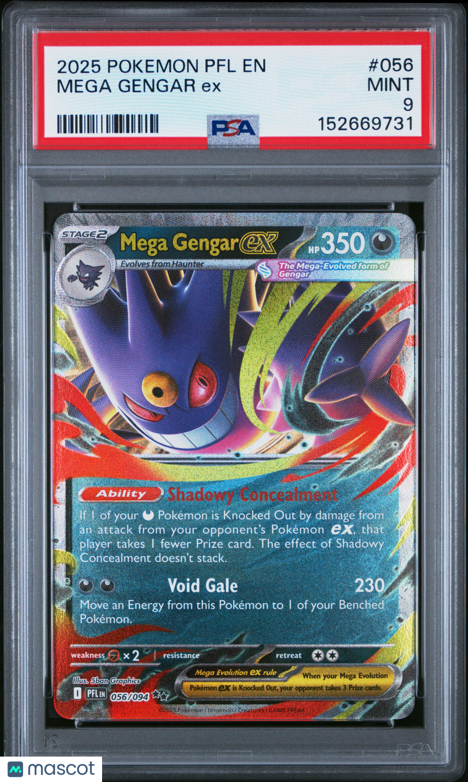 2025 Pokemon PFL EN-Phantasmal Flames Mega Gengar EX PSA 9 #056