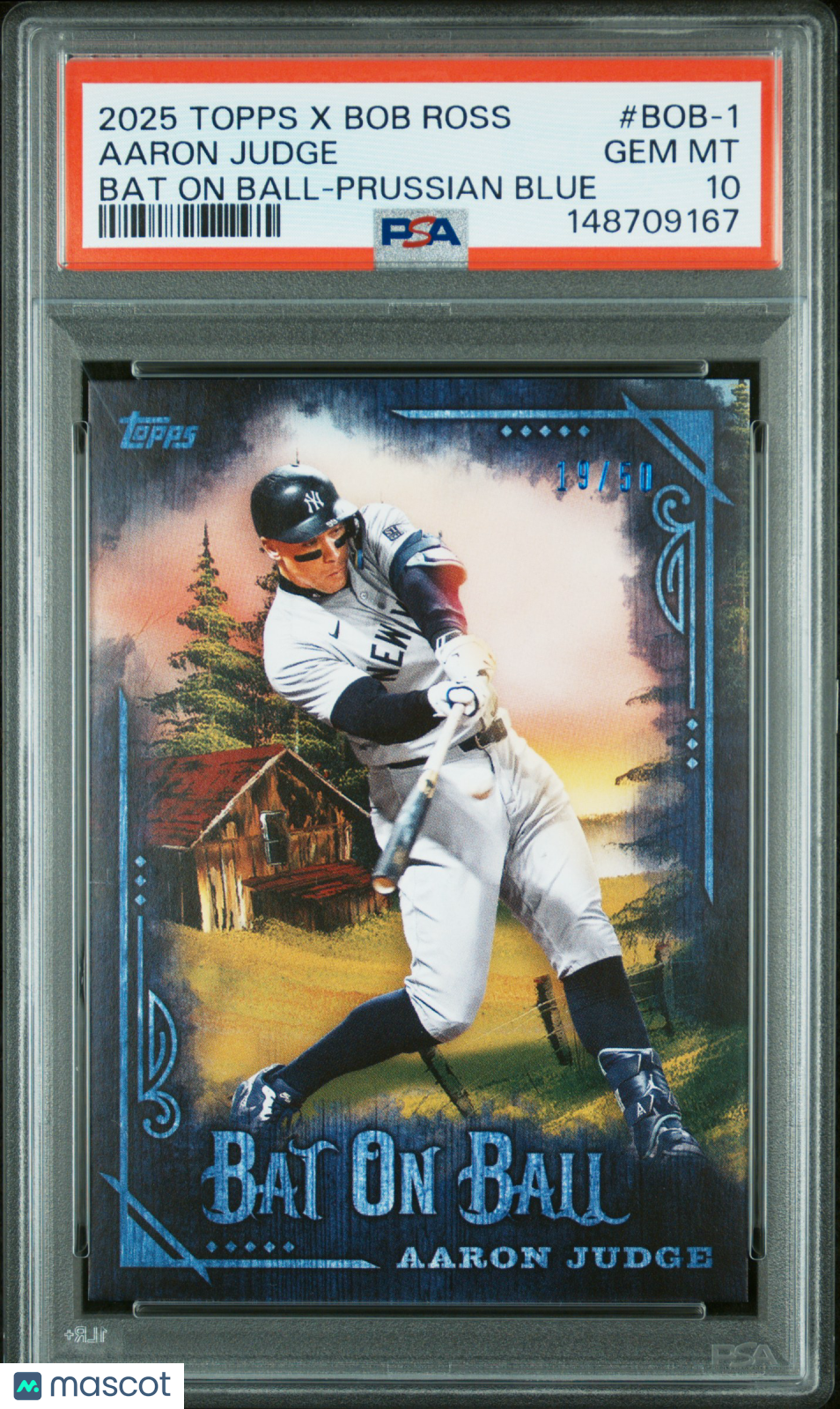 2025 Topps X Bob Ross The Joy Of Baseball Bat On Ball Aaron Judge Prussian /50