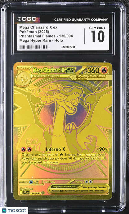POKEMON MEGA CHARIZARD X EX PHANTASMAL FLAMES 130 CGC 10 GEM MINT HYPER RARE