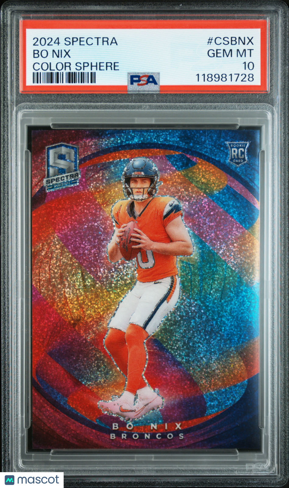 2024 Panini Spectra Color Sphere Bo Nix #CSBNX PSA 10 Case Hit Denver Broncos